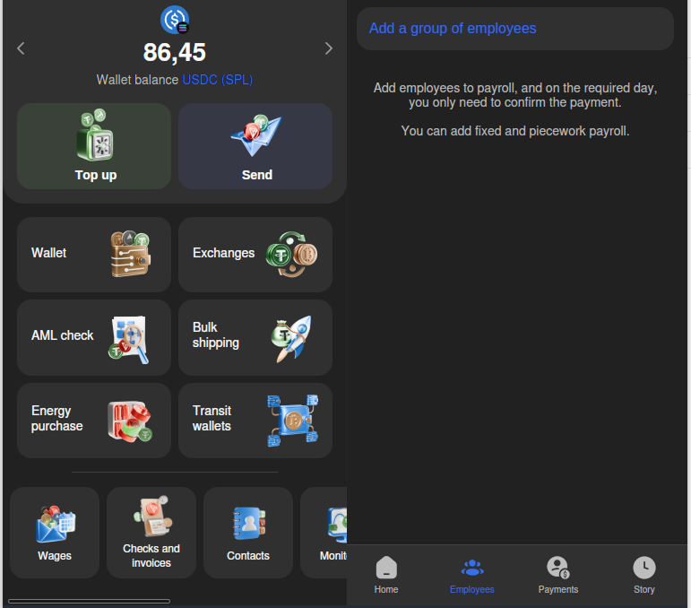 Gourp for crypto salary